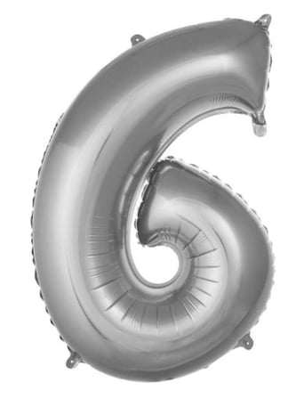 Delux Serisi 6- RAKAM 16 İNC GÜMÜŞ RENK BALON 36 CM Kutlama Eşyası Yıldönümü Parti Malzemesi