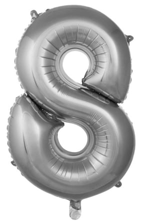 Özel Üretim 8- RAKAM 16 İNC GÜMÜŞ RENK BALON 36 CM Parti Süsü Kutlama Gece