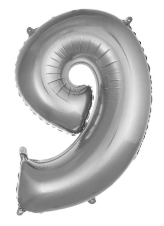 Özel Üretim 9- RAKAM 34 İNC GÜMÜŞ RENK BALON 76 CM Eğlence Etkinlik Sürpriz