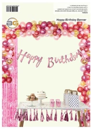Özel Seri KALİGRAFİ HAPPY BRİTHDAY PEMBE BANNER Kutlama Dekoru Parti Süsü Süs