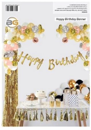 Özel Seri KALİGRAFİ HAPPY BRİTHDAY GOLD BANNER Günü Dekoratif Altın Renk