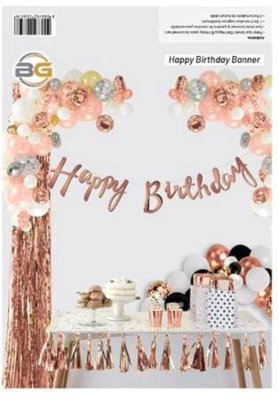 Özel Üretim KALİGRAFİ HAPPY BRİTHDAY ROSEGOLD BANNER Dekoratif Süs Parti Malzemesi Özel Gün