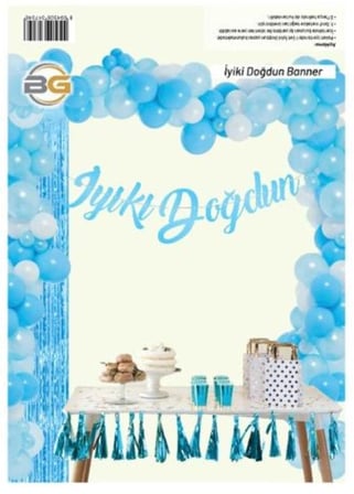 Premium KALİGRAFİ İYİKİ DOĞDUN MAVİ BANNER Görsel Oda Süsü Ziynet