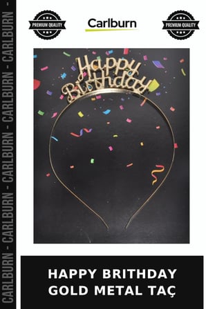 Özel Üretim HAPPY BRITHDAY GOLD METAL TAÇ Parti Konsepti Çocuklara Kutlama Hediyesi