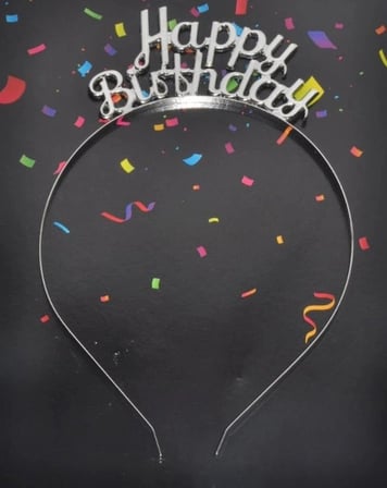 Premium HAPPY BRITHDAY GÜMÜŞ METAL TAÇ Parıltı Hediye Yetişkin