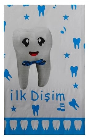 Delux Serisi İlk Dişim Mavi Plastik Masa Örtüsü (120*180 cm) Parti Süsü Bebek Teması Etkinlik Detayı