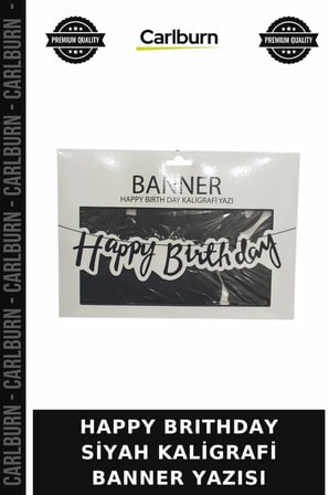 Özel Seri HAPPY BRITHDAY SİYAH KALİGRAFİ BANNER YAZISI Arka Fon Kutlama Süsleri Duvar Dekoru