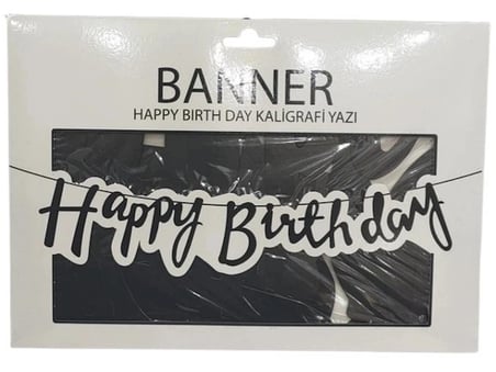 Özel Seri HAPPY BRITHDAY SİYAH KALİGRAFİ BANNER YAZISI Arka Fon Kutlama Süsleri Duvar Dekoru