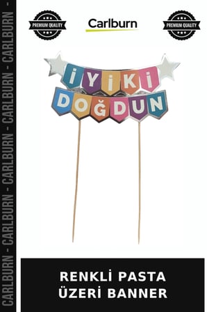 Premium RENKLİ PASTA ÜZERİ BANNER Sürpriz Renk Kutlama