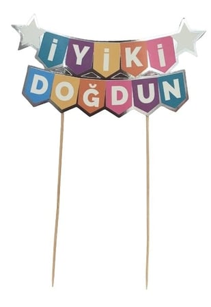 Premium RENKLİ PASTA ÜZERİ BANNER Sürpriz Renk Kutlama