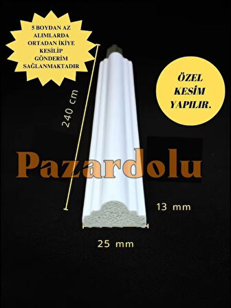 Dekoratif Boyanabilir Duvar Çıtası Polistren 1 adet  2,5 cm x 240 cm 