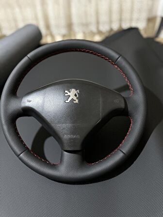 Peugeot 307 Araca Özel Dikmeli Direksiyon Kılıfı (kırmızı ipli)