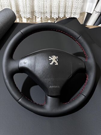 Peugeot 307 Araca Özel Dikmeli Direksiyon Kılıfı (kırmızı ipli)