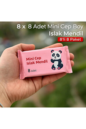 64 Yaprak ( 8 Paket )taşınabilir Mini Islak Mendil Taşınabilir Cep Çanta Seyahat Kamp Bebek Temizlik