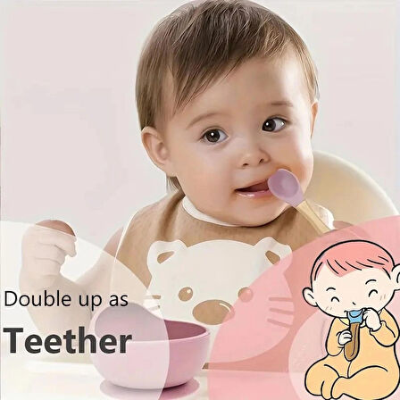 Doğal Ahşap & Yumuşak Silikon Uçlu Bebek Mama Seti