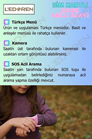 Akıllı Çocuk Saati Uyumlu Sim Kartlı Ve Gps Konum Özellikli Kayıtlı Sesli Görüşme Canlı Takip