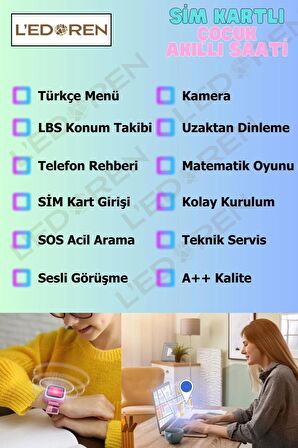 Akıllı Çocuk Saati Uyumlu Sim Kartlı Ve Gps Konum Özellikli Kayıtlı Sesli Görüşme Canlı Takip