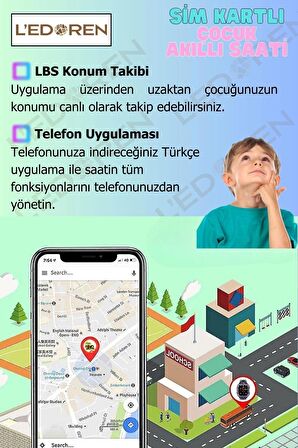 Akıllı Çocuk Saati Uyumlu Sim Kartlı Ve Gps Konum Özellikli Kayıtlı Sesli Görüşme Canlı Takip