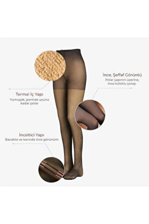 Termal Ince Görünümlü Içi Polarlı Külotlu Çorap