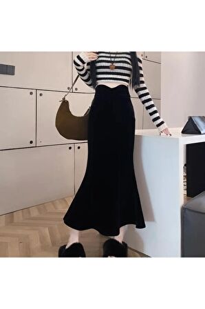 Kadife zarif Midi etek