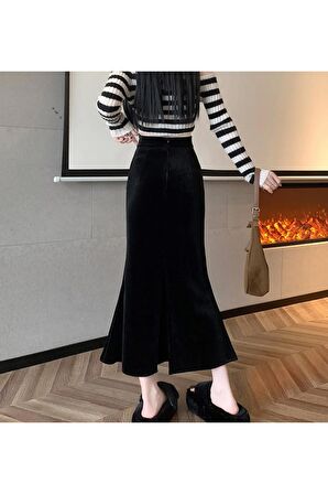 Kadife zarif Midi etek