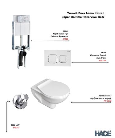 Pera Asma Klozet , Japar Gömme Rezervuar Set
