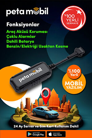 PT-190 Data Hatlı GPS Takip Cihazı – 12 Ay Server Dahil, Motor Blokaj Özellikli