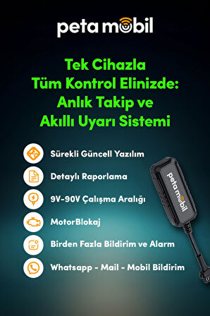 PT-190 Data Hatlı GPS Takip Cihazı – 12 Ay Server Dahil, Motor Blokaj Özellikli