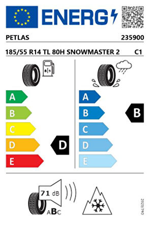 Petlas 185/55 R14 TL 80H SNOWMASTER 2 Kış Lastiği (Üretim Tarihi:2024)