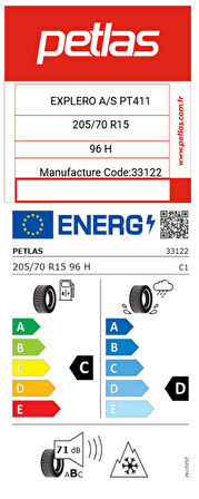 Petlas 205/70 R15 TL 96H EXPLERO A/S PT411 Suv 4 Mevsim Lastiği ( Üretim Yılı: 2025 )