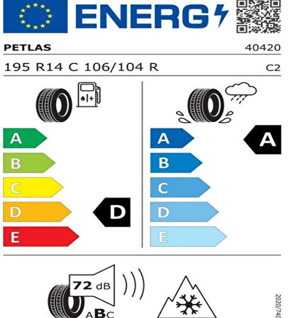 Petlas 195 R14 C TL 106/104R 8PR FULL GRIP PT925 Kamyonet Kış Lastiği (Üretim Tarihi:2025)