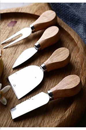 Peynir Kesme 4’lü Bambu Saplı Bıçak Seti