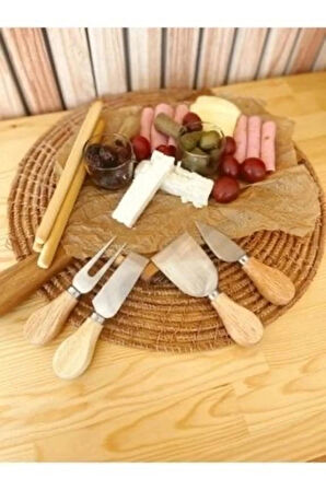 Peynir Kesme 4’lü Bambu Saplı Bıçak Seti