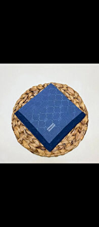 Piramit Floş Monogram eşarp indigo