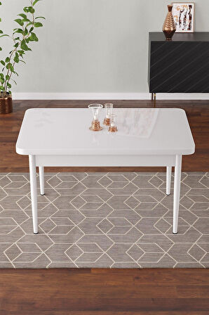 Pista 70x110 Mdf Masa Ahşap Ayaklı Sabit Üst Kalite Mutfak Masası Yemek Odası Masası Salon Masası