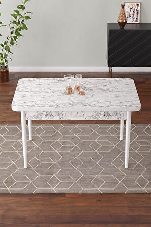 Pista 70x110 Mdf Masa Ahşap Ayaklı Sabit Üst Kalite Mutfak Masası Yemek Odası Masası Salon Masası