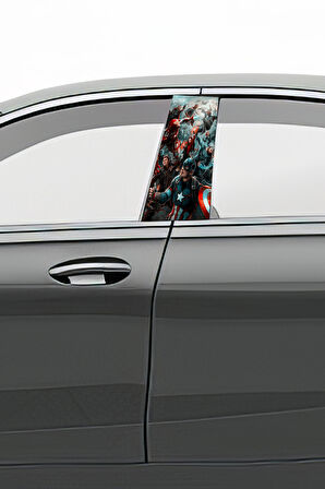 Araç Kapı Uyumlu  Direk Kaplama Folyosu Desenli (Sağ Sol Takım) (2 Adet) - 22x50 Cm