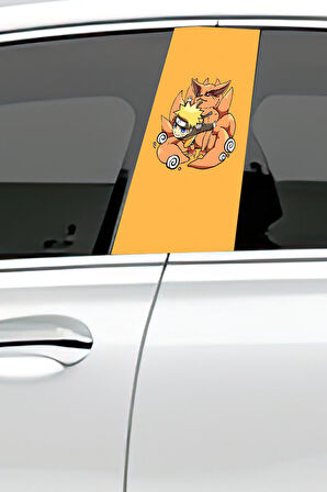 Araç Kapı  Uyumlu Direk Kaplama Folyosu Desenli (Sağ Sol Takım) (2 Adet) - 22x50 Cm