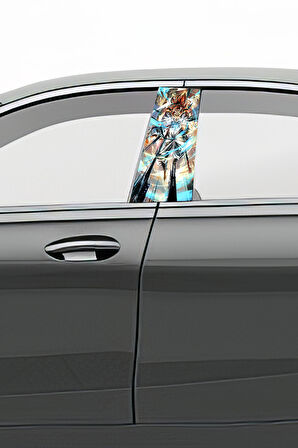 Araç Kapı Direk Kaplama Folyosu Desenli (Sağ Sol Takım) (2 Adet) - 22x50 Cm