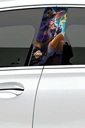 Araç Kapı Direk Kaplama Folyosu Desenli  Sağ Sol Takım 2 Adet  22x50 Cm