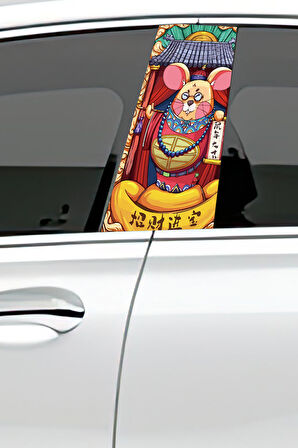 Araç Kapı Direk Kaplama Folyosu Desenli (Sağ Sol Takım)Uyumlu  (2 Adet) - 22x50 cm