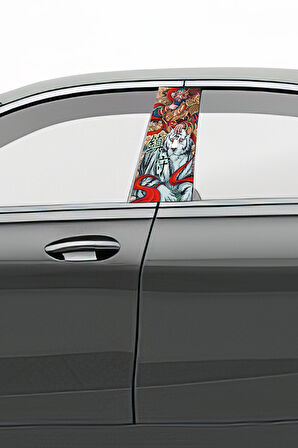 Araç Kapı Direk Kaplama Folyosu Desenli (Sağ Sol Takım) (2 Adet) - 22x50 Cm