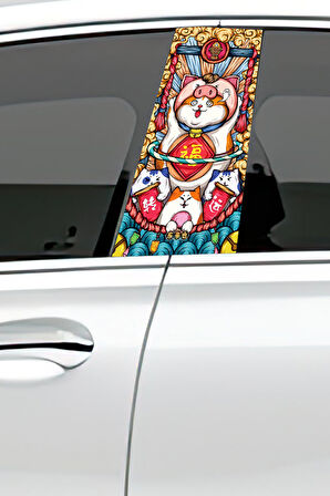 Araç Kapı Direk Kaplama Folyosu Desenli (Sağ Sol Takım) (2 Adet) - 22x50 Cm