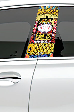 Araç Kapı Direk Kaplama Folyosu Desenli Sağ Sol Takım 2 Adet  22x50 Cm