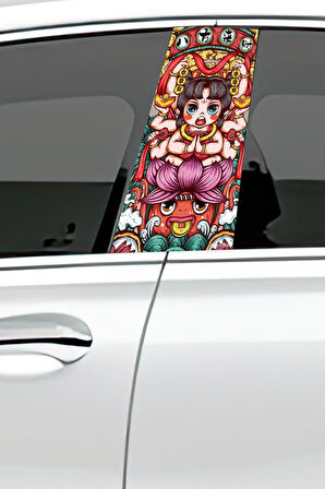 Araç Kapı Direk Kaplama Folyosu Desenli (Sağ Sol Takım) (2 Adet) - 22x50 Cm