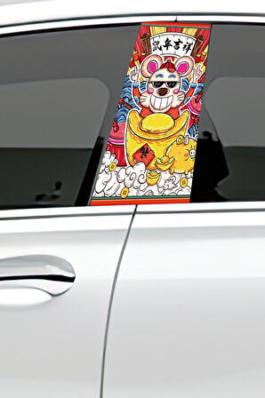 Araç Kapı Direk Kaplama Folyosu Desenli (Sağ Sol Takım) (2 Adet) - 22x50 Cm