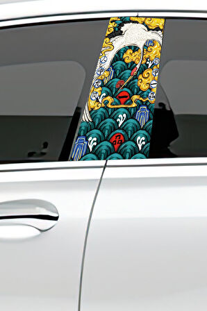 Araç Kapı Direk Kaplama Folyosu Desenli (Sağ Sol Takım) Uyumlu (2 Adet) - 22x50 cm