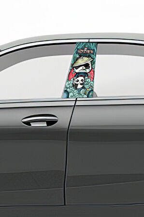 Araç Kapı Direk Kaplama Folyosu Desenli (Sağ Sol Takım) Uyumlu (2 Adet) - 22x50 cm