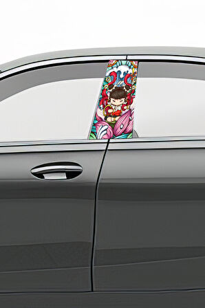 Araç Kapı Direk Kaplama Folyosu Desenli (Sağ Sol Takım) (2 Adet) - 22x50 Cm