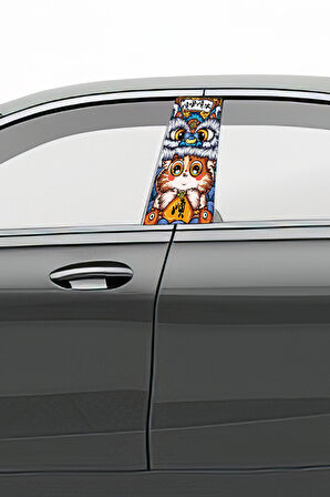 Araç Kapı Direk Kaplama Folyosu Desenli (Sağ Sol Takım) (2 Adet) - 22x50 Cm